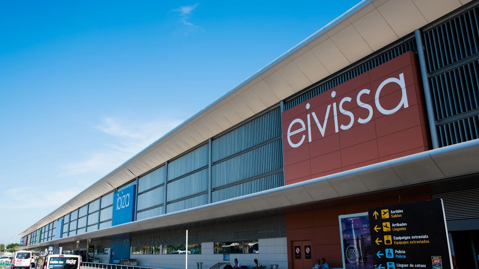 Arrivals terminal at Ibiza Airport where car hire desks are located